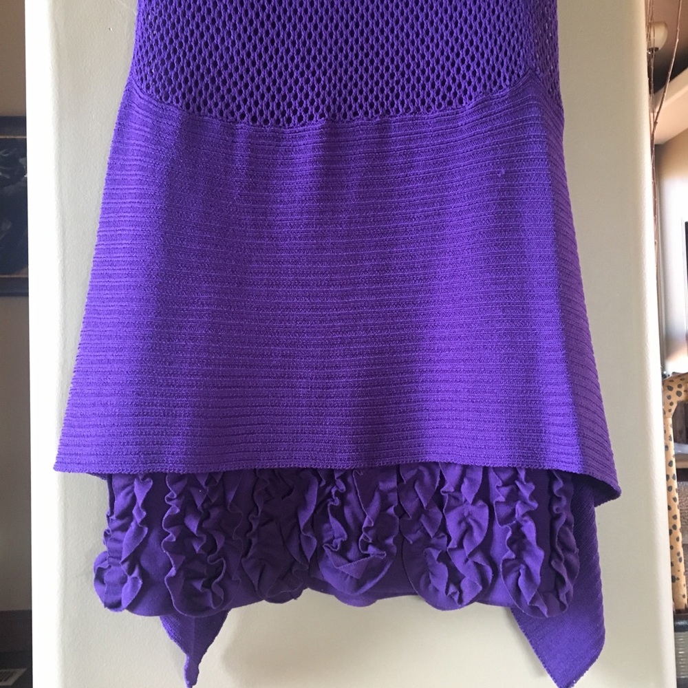 Purple cocktail dress; removable knit vest, Adore. - Picture 5 of 8